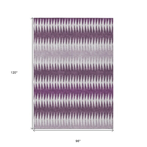 Homeroots 3' Stylish Artichoke Green Striped Area Rug – Washable & Durable For Indoor Outdoor Use 8' X 10' Polyester 590826