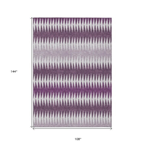 Homeroots 3' Stylish Artichoke Green Striped Area Rug – Washable & Durable For Indoor Outdoor Use 9' X 12' Polyester 590827