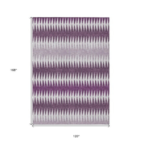 Homeroots 3' Stylish Artichoke Green Striped Area Rug – Washable & Durable For Indoor Outdoor Use 10' X 14' Polyester 590828