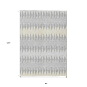 Homeroots 3' Stylish Artichoke Green Striped Area Rug – Washable & Durable For Indoor Outdoor Use 8' X 10' Polyester 590832