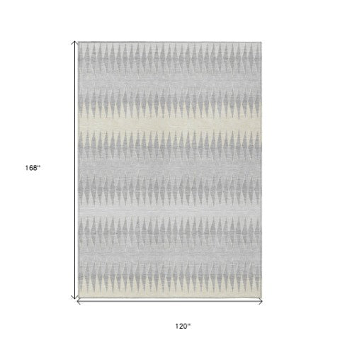 Homeroots 3' Stylish Artichoke Green Striped Area Rug – Washable & Durable For Indoor Outdoor Use 10' X 14' Polyester 590834