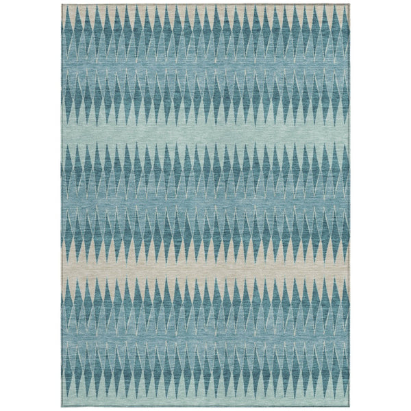 Homeroots 3' Stylish Artichoke Green Striped Area Rug – Washable & Durable For Indoor Outdoor Use 3' X 5' Polyester 590835