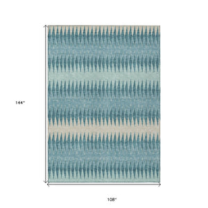 Homeroots 3' Stylish Artichoke Green Striped Area Rug – Washable & Durable For Indoor Outdoor Use 9' X 12' Polyester 590839