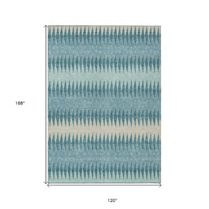 Homeroots 3' Stylish Artichoke Green Striped Area Rug – Washable & Durable For Indoor Outdoor Use 10' X 14' Polyester 590840