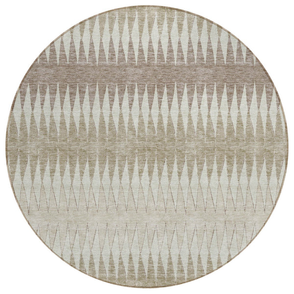 Homeroots 3' Stylish Artichoke Green Striped Area Rug – Washable & Durable For Indoor Outdoor Use 8' Round Polyester 590843