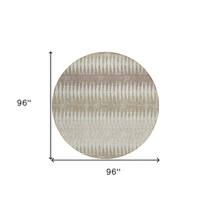 Homeroots 3' Stylish Artichoke Green Striped Area Rug – Washable & Durable For Indoor Outdoor Use 8' Round Polyester 590843