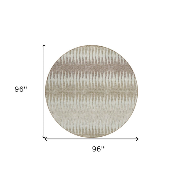 Homeroots 3' Stylish Artichoke Green Striped Area Rug – Washable & Durable For Indoor Outdoor Use 8' Round Polyester 590843