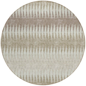 Homeroots 3' Stylish Artichoke Green Striped Area Rug – Washable & Durable For Indoor Outdoor Use 8' Round Polyester 590843