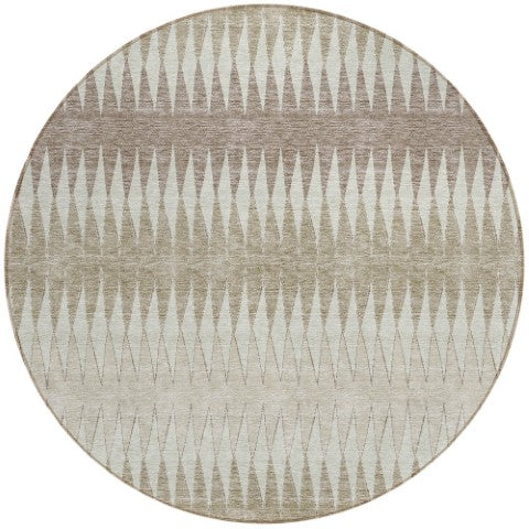Homeroots 3' Stylish Artichoke Green Striped Area Rug – Washable & Durable For Indoor Outdoor Use 8' Round Polyester 590843