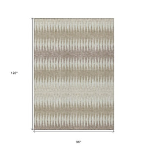 Homeroots 3' Stylish Artichoke Green Striped Area Rug – Washable & Durable For Indoor Outdoor Use 8' X 10' Polyester 590844