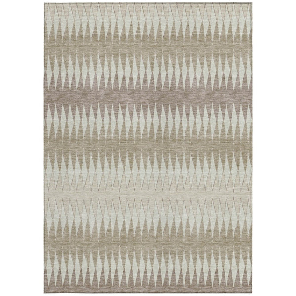 Homeroots 3' Stylish Artichoke Green Striped Area Rug – Washable & Durable For Indoor Outdoor Use 9' X 12' Polyester 590845