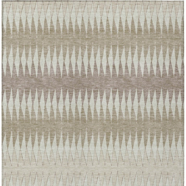 Homeroots 3' Stylish Artichoke Green Striped Area Rug – Washable & Durable For Indoor Outdoor Use 10' X 14' Polyester 590846