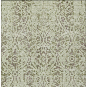 Homeroots 3' Artichoke Green Floral Washable Area Rug For Indoor & Outdoor Use - Stain Resistant Design 3' X 5' Polyester 590847