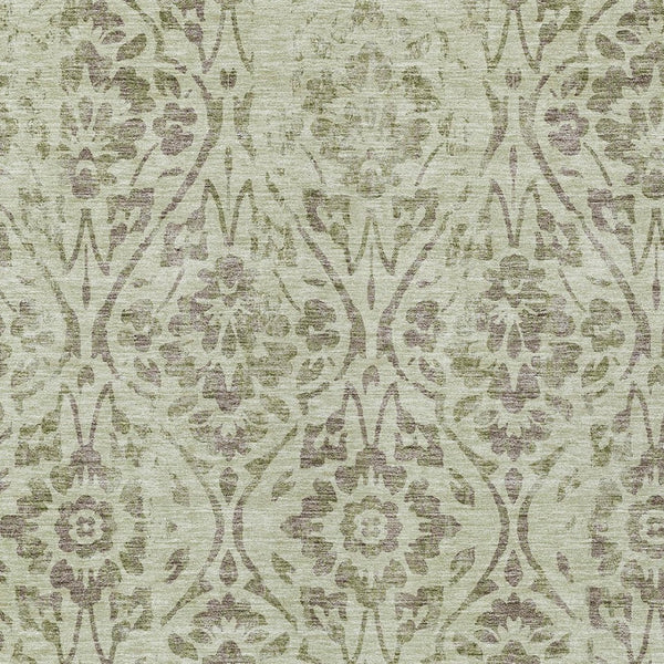 Homeroots 3' Artichoke Green Floral Washable Area Rug For Indoor & Outdoor Use - Stain Resistant Design 5' X 8' Polyester 590848