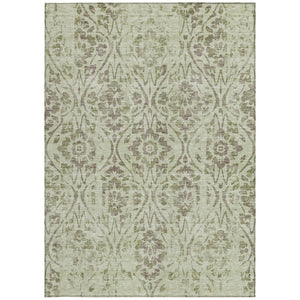 Homeroots 3' Artichoke Green Floral Washable Area Rug For Indoor & Outdoor Use - Stain Resistant Design 10' X 14' Polyester 590852