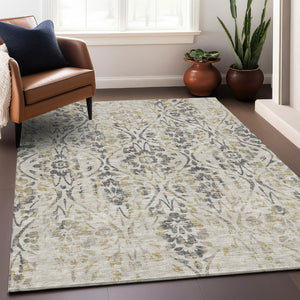 Homeroots 3' Artichoke Green Floral Washable Area Rug For Indoor & Outdoor Use - Stain Resistant Design 3' X 5' Polyester 590853