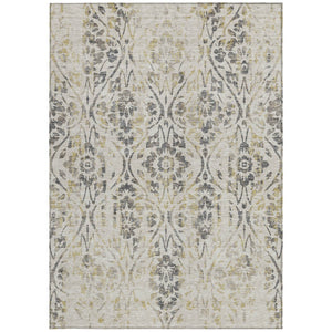 Homeroots 3' Artichoke Green Floral Washable Area Rug For Indoor & Outdoor Use - Stain Resistant Design 5' X 8' Polyester 590854