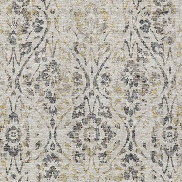 Homeroots 3' Artichoke Green Floral Washable Area Rug For Indoor & Outdoor Use - Stain Resistant Design 5' X 8' Polyester 590854