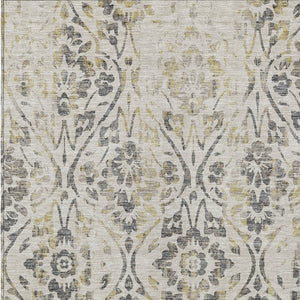 Homeroots 3' Artichoke Green Floral Washable Area Rug For Indoor & Outdoor Use - Stain Resistant Design 10' X 14' Polyester 590858