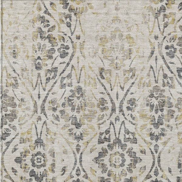 Homeroots 3' Artichoke Green Floral Washable Area Rug For Indoor & Outdoor Use - Stain Resistant Design 10' X 14' Polyester 590858