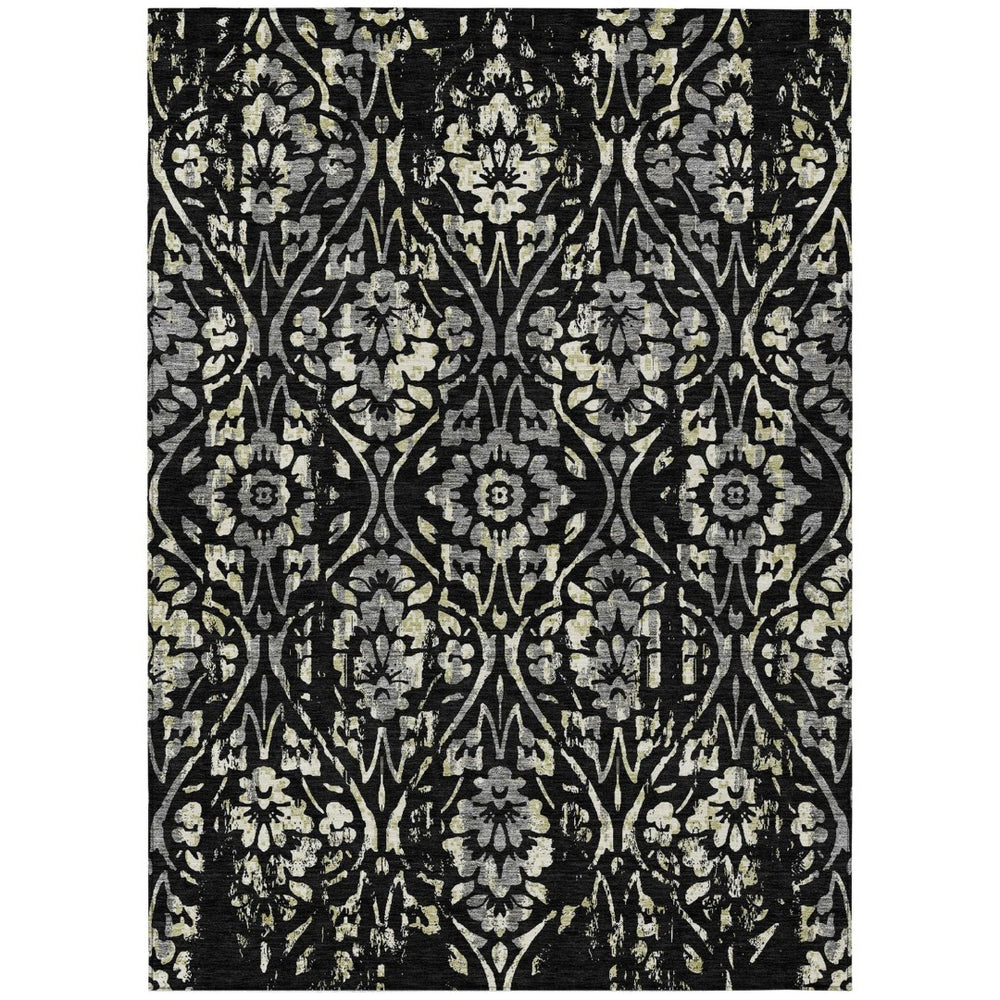 HomeRoots 5' Timeless Floral Area Rug - Durable, Washable Design for Indoor and Outdoor Spaces, Stain-Resistant 5' X 8' 590860