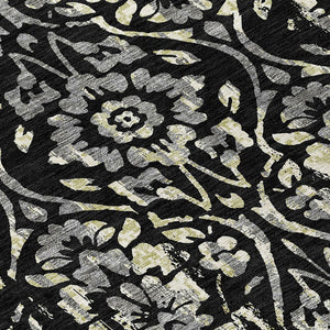 Homeroots 3' Artichoke Green Floral Washable Area Rug For Indoor & Outdoor Use - Stain Resistant Design 8' Round Polyester 590861