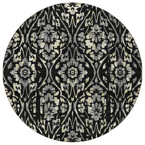 Homeroots 3' Artichoke Green Floral Washable Area Rug For Indoor & Outdoor Use - Stain Resistant Design 8' Round Polyester 590861