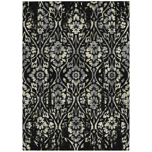 Homeroots 3' Artichoke Green Floral Washable Area Rug For Indoor & Outdoor Use - Stain Resistant Design 8' X 10' Polyester 590862