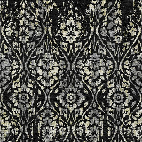 Homeroots 3' Artichoke Green Floral Washable Area Rug For Indoor & Outdoor Use - Stain Resistant Design 9' X 12' Polyester 590863