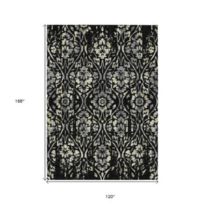 Homeroots 3' Artichoke Green Floral Washable Area Rug For Indoor & Outdoor Use - Stain Resistant Design 10' X 14' Polyester 590864