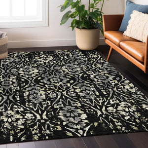 Homeroots 3' Artichoke Green Floral Washable Area Rug For Indoor & Outdoor Use - Stain Resistant Design 10' X 14' Polyester 590864