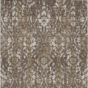 Homeroots 3' Artichoke Green Floral Washable Area Rug For Indoor & Outdoor Use - Stain Resistant Design 5' X 8' Polyester 590866