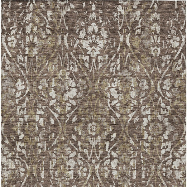 Homeroots 3' Artichoke Green Floral Washable Area Rug For Indoor & Outdoor Use - Stain Resistant Design 5' X 8' Polyester 590866