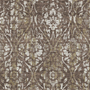 Homeroots 3' Artichoke Green Floral Washable Area Rug For Indoor & Outdoor Use - Stain Resistant Design 5' X 8' Polyester 590866