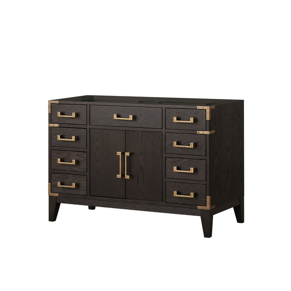 English Elm Brown Oak Single-Sink Vanity With Soft-Close Drawers, Elegant Storage & Easy Installation - 48” W X 22” D B2731P259800