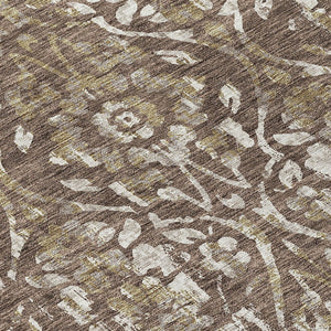 Homeroots 3' Artichoke Green Floral Washable Area Rug For Indoor & Outdoor Use - Stain Resistant Design 8' Round Polyester 590867