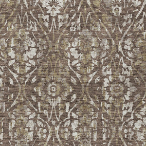 Homeroots 3' Artichoke Green Floral Washable Area Rug For Indoor & Outdoor Use - Stain Resistant Design 9' X 12' Polyester 590869