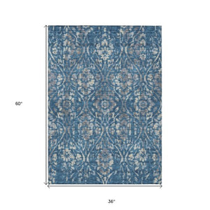 Homeroots 3' Artichoke Green Floral Washable Area Rug For Indoor & Outdoor Use - Stain Resistant Design 3' X 5' Polyester 590871