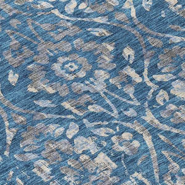 Homeroots 3' Artichoke Green Floral Washable Area Rug For Indoor & Outdoor Use - Stain Resistant Design 8' Round Polyester 590873