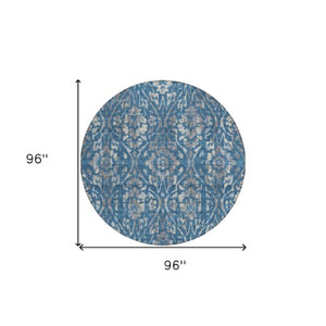 Homeroots 3' Artichoke Green Floral Washable Area Rug For Indoor & Outdoor Use - Stain Resistant Design 8' Round Polyester 590873