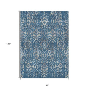 Homeroots 3' Artichoke Green Floral Washable Area Rug For Indoor & Outdoor Use - Stain Resistant Design 8' X 10' Polyester 590874