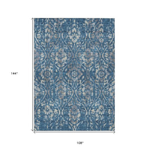 Homeroots 3' Artichoke Green Floral Washable Area Rug For Indoor & Outdoor Use - Stain Resistant Design 9' X 12' Polyester 590875