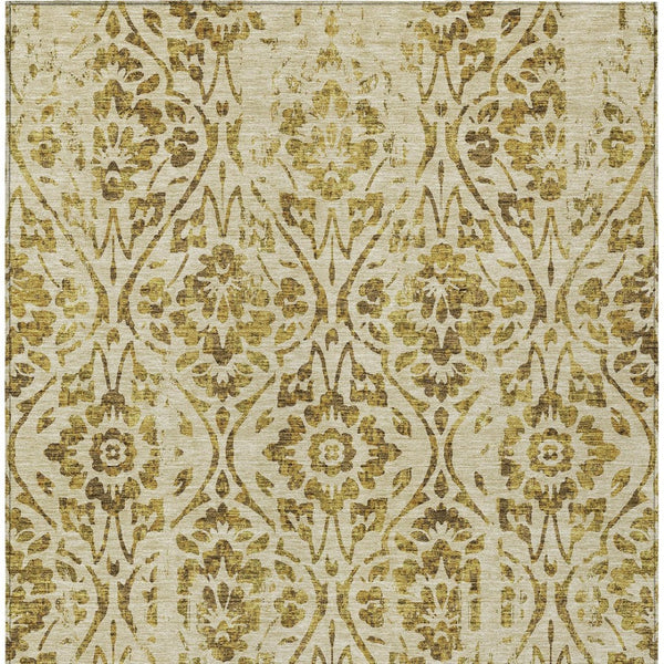 Homeroots 3' Artichoke Green Floral Washable Area Rug For Indoor & Outdoor Use - Stain Resistant Design 3' X 5' Polyester 590877