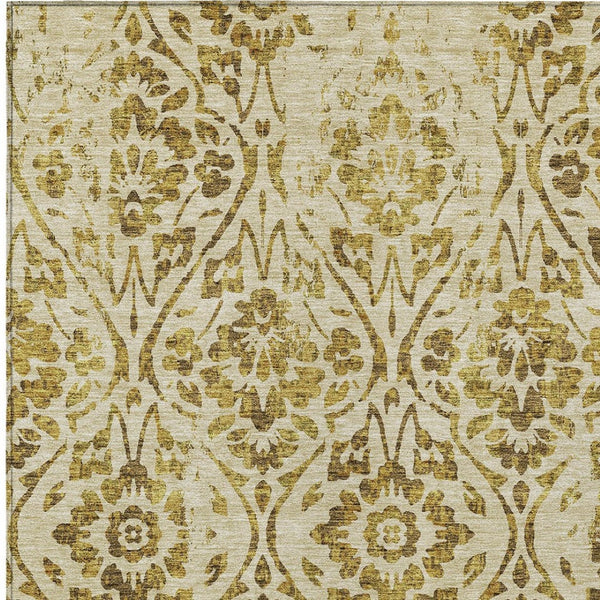 Homeroots 3' Artichoke Green Floral Washable Area Rug For Indoor & Outdoor Use - Stain Resistant Design 3' X 5' Polyester 590877