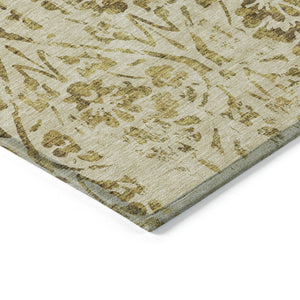 Homeroots 3' Artichoke Green Floral Washable Area Rug For Indoor & Outdoor Use - Stain Resistant Design 9' X 12' Polyester 590881