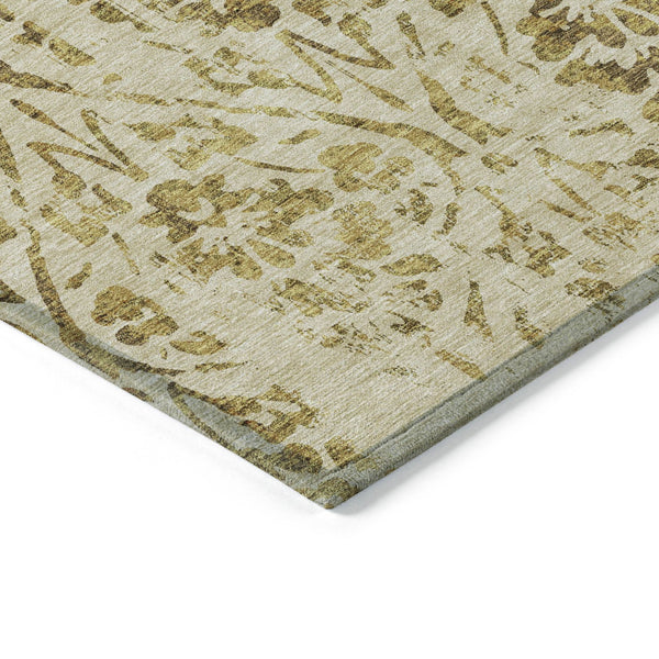 Homeroots 3' Artichoke Green Floral Washable Area Rug For Indoor & Outdoor Use - Stain Resistant Design 9' X 12' Polyester 590881