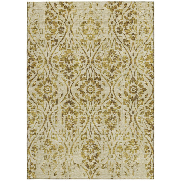 Homeroots 3' Artichoke Green Floral Washable Area Rug For Indoor & Outdoor Use - Stain Resistant Design 9' X 12' Polyester 590881