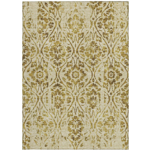 Homeroots 3' Artichoke Green Floral Washable Area Rug For Indoor & Outdoor Use - Stain Resistant Design 10' X 14' Polyester 590882