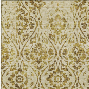 Homeroots 3' Artichoke Green Floral Washable Area Rug For Indoor & Outdoor Use - Stain Resistant Design 10' X 14' Polyester 590882