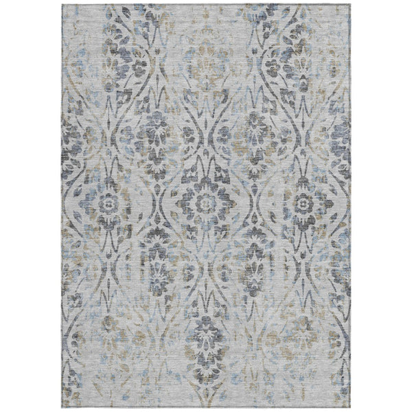 Homeroots 3' Artichoke Green Floral Washable Area Rug For Indoor & Outdoor Use - Stain Resistant Design 5' X 8' Polyester 590884